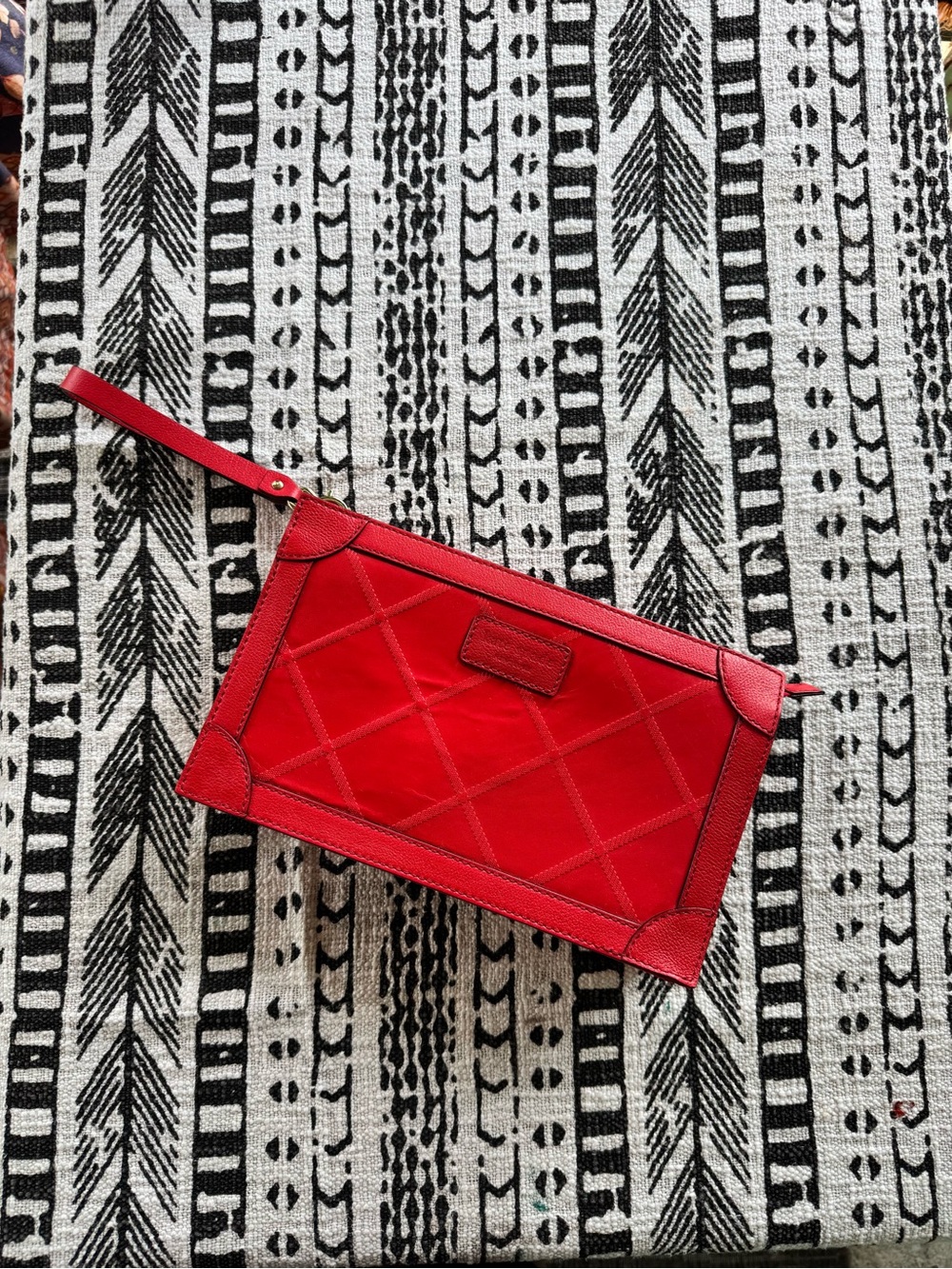 Kate Spade Red Quilted Leather Wristlet Clutch